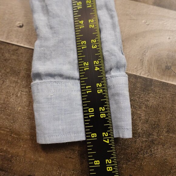 Banana Republic Linen Button-Down Shirt Men’s Large Light Blue Casual Summer - Picture 6 of 8